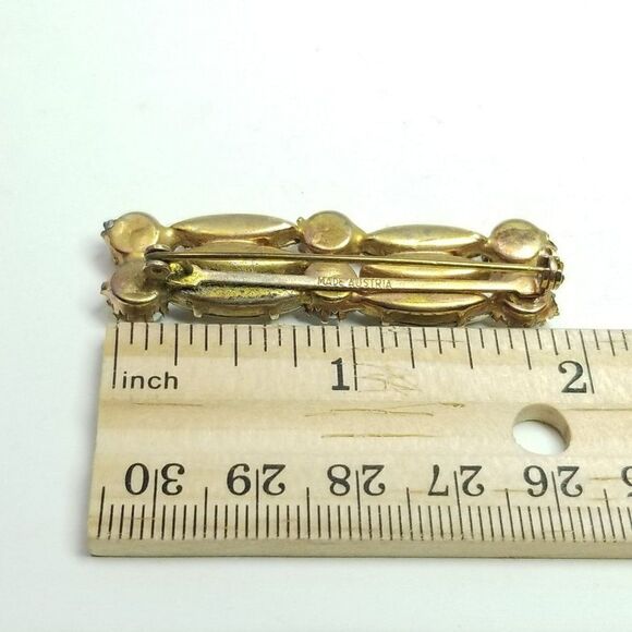 Vintage Made in Austria AB Rhinestone and Gold Brooch, Retro Estate Pin - Picture 5 of 6